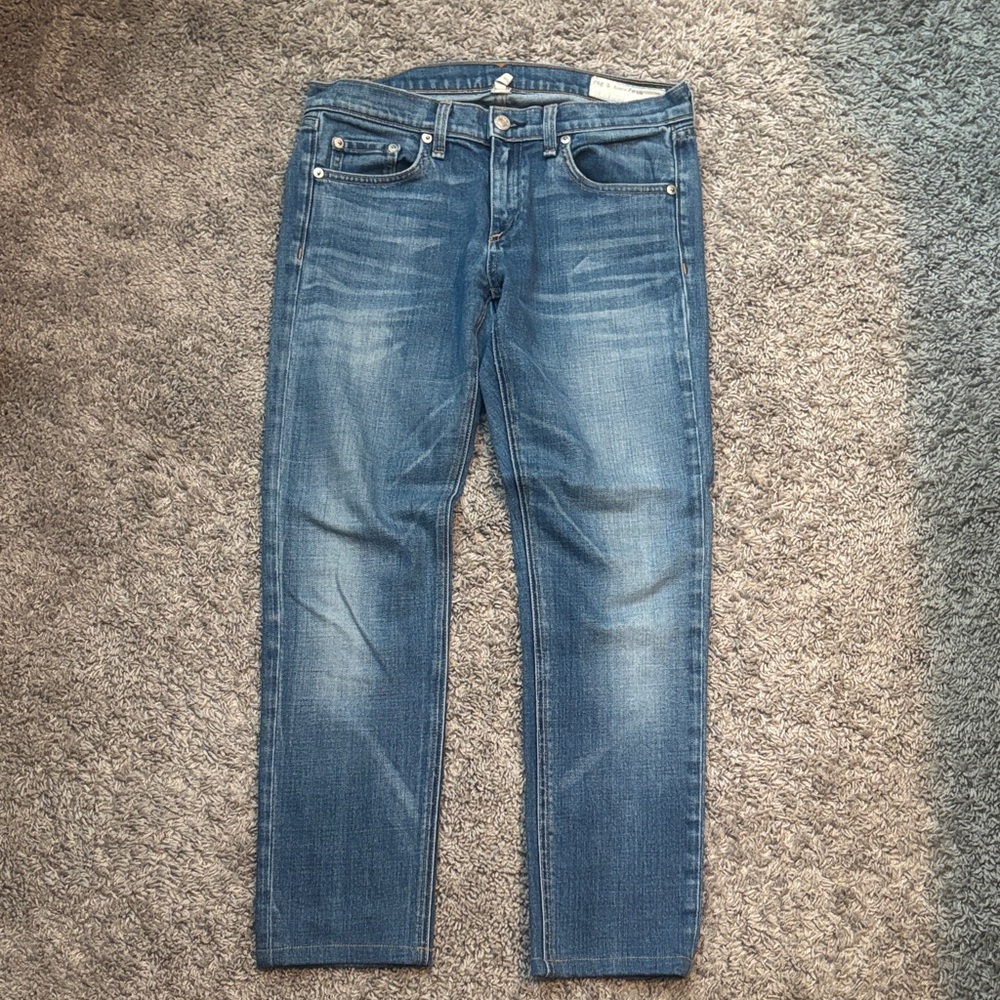 rag & bone Women's Cropped Blue Jeans The Dre Y2K